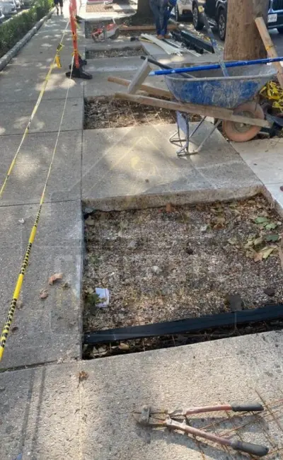Damaged sidewalk slabs removed and prepared for new concrete